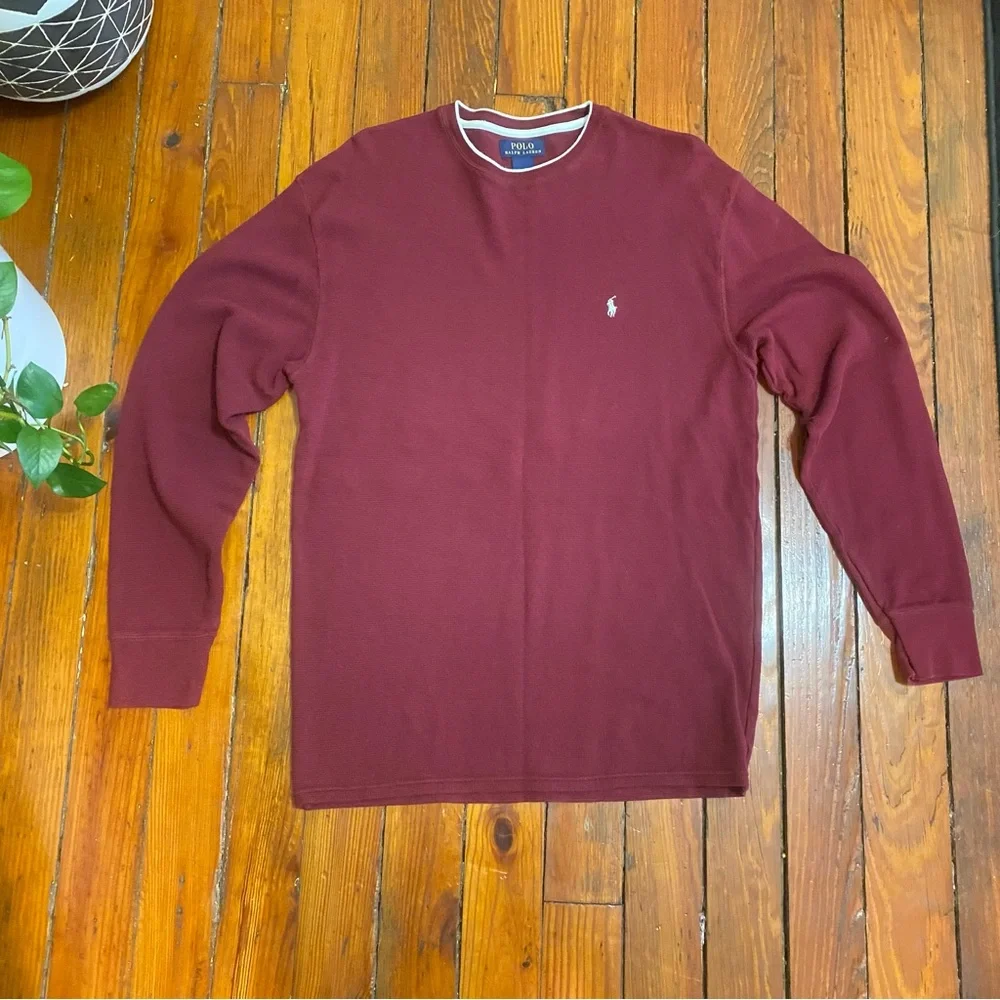 Polo Ralph Lauren Maroon Thermal Long Sleeve Shirt Size XL